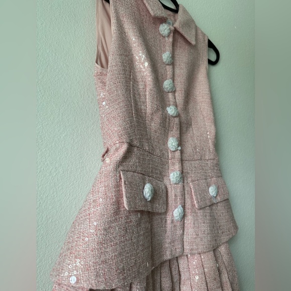 Self Portrait Pink Boucle Tailored Mini Dress US 4 - Picture 10 of 15